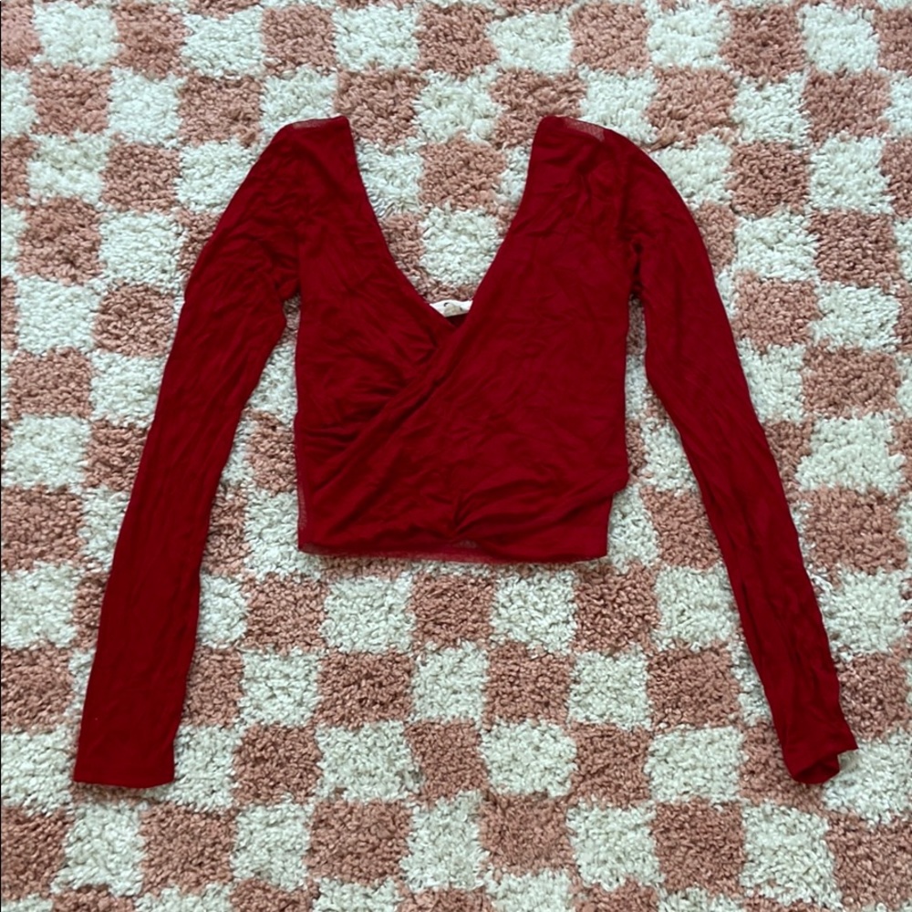 Mesh Back, Cross Over Red Crop Top!